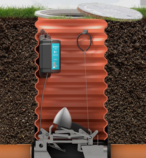 Højvandslukke monteret i brønd